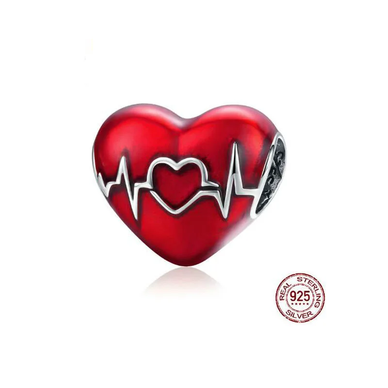 925 стерлингового серебра в виде сердца любви металлические бусины форме двойного