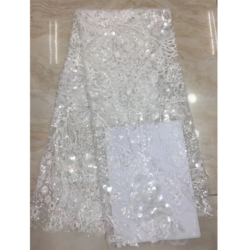 

2020 High Quality Lace Fabric African Colorful Sequins Tulle Net Lace Polyester Embroidery Fabric Guipure Lace For Dress
