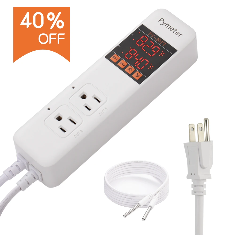 

Pymeter 2 зонда регулятор температуры PY-20TT двойной разъем домашнего пивоварения инкубатор для аквариума теплицы термостат