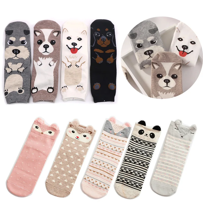 

Lovely Cartoon Animal Women Short Socks High Quality Autumn Winter Warm Socks for Lady Girls Funny Socks Calcetines Mujer