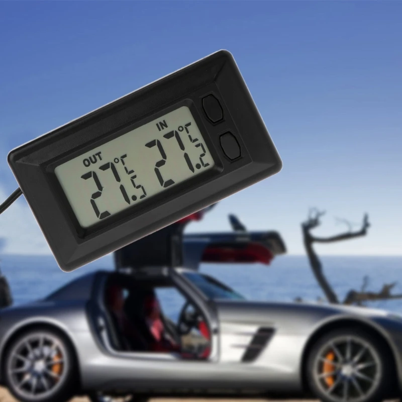 

Auto Car LCD Digital Display Indoor Outdoor Thermometer Meter With 1.5m Cable