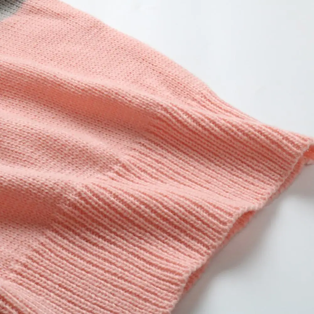 

PGSD Autumn winter colour Stitching knitted women sweater loose O-Neck Long sleeves clothes female Warm Casual Short Pullover