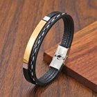 Деловой мужской кожаный модный женский кубинский браслет Регулируемая длина подарок для мальчика