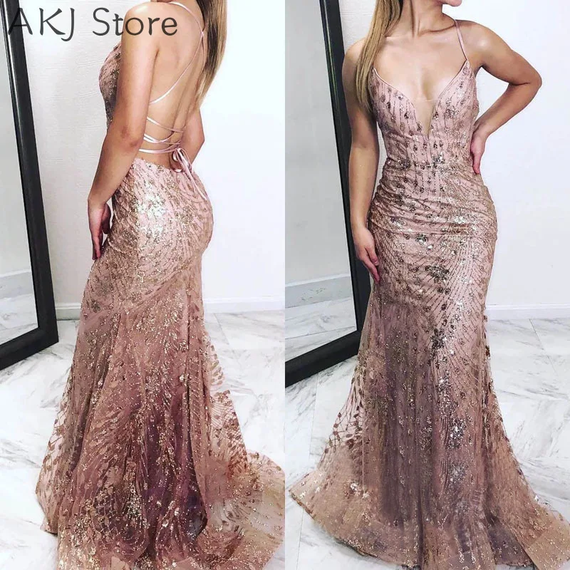 

Women Sexy Elegant Deep V-Neck Spaghetti Strap Slim Maxi Dress