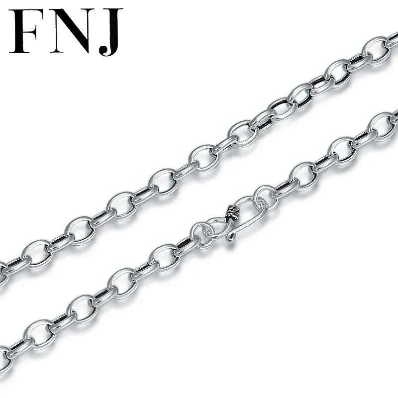 FNJ звеньевая цепочка ожерелье из серебра 925 пробы 4 мм 5 6 45 см до 70 изящное