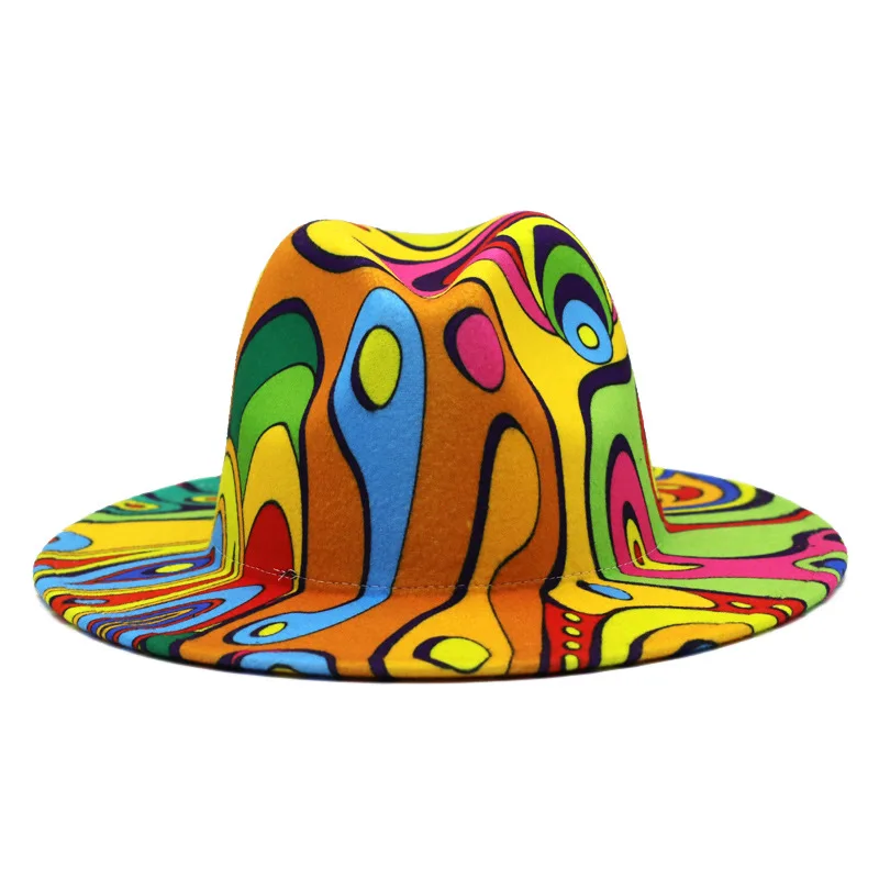 

Шляпа в стиле ретро для мужчин и женщин, фетровая Панама с разноцветными широкими полями, для церкви, Дерби, в британском стиле, джазовая Кеп...