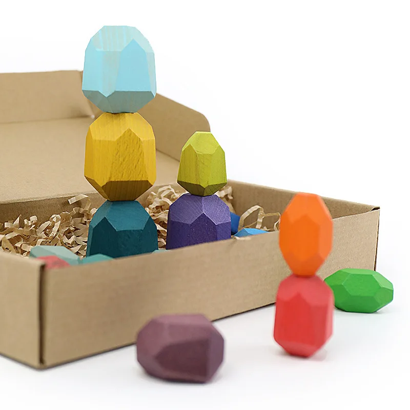 Детский деревянный цветной камень jinga строительный блок развивающая игрушка