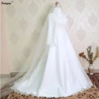 В мусульманском стиле с длинным рукавом свадебное платье для невесты с вуали настоящая фотография кружевное платье Vestidos De Novia Мальдивские Острова Свадебные платья 2021