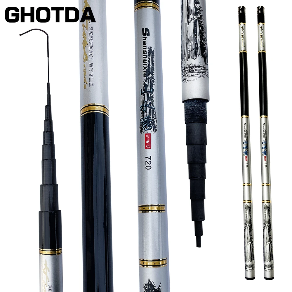 Легкая и Прочная телескопическая рыболовная удочка GHOTDA ручная Tenkara 3 6-7 2 м | Спорт