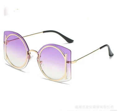 

2021 new round frame sunglasses large frame personalized metal decorative glasses
