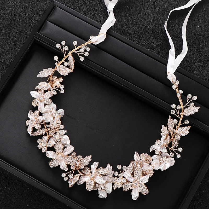 Свадебная Тиара для волос ручной работы модный ободок с золотыми Стразы и