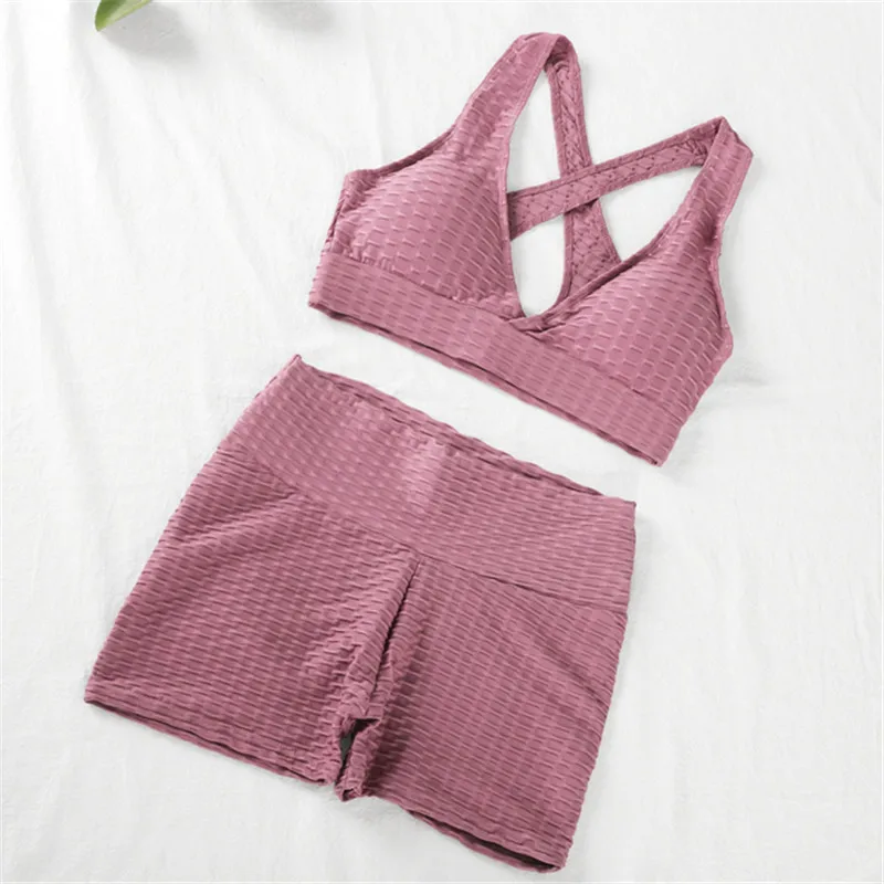 

Women Leggings Set Stripe Seamless Pants Gym Fitness Sport Suit High Waist Leggings Sexy Bra