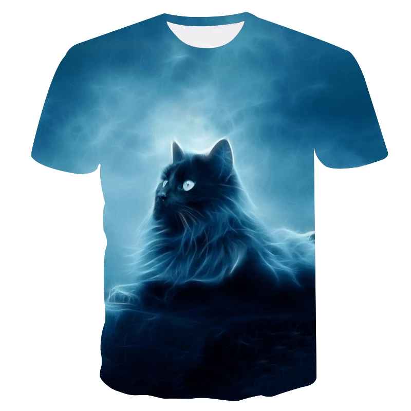 

Cat Children T-shirt for Boy 2021 Animal Print Cat Boys T Shirt for Girls Tops Cartoon Kids tshirt Clothes 3-14 Yrs