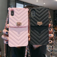luxury wallet bag phone case for iphone 13 12 mini 11 pro xr xs max 6 7 8 plus silicone card pocket strap cover with lanyard