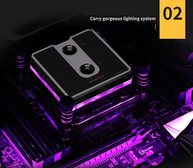 Курган Процессор воды блок использовать для Intel LGA1150 1151 1155 1156 гнездо/POM/латунь металлический Топ/A-RGB светильник Совместимость 5V GND 3PIN
