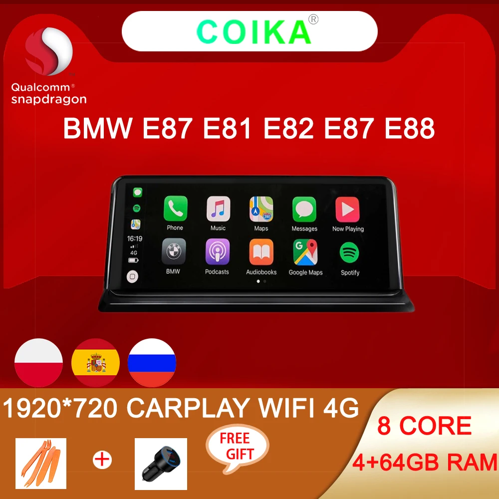 Carplay Wi Fi 4G Система Android 10 Авто GPS навигатор для BMW E87 E81 E82 E88 4 + 64 Гб 8 ядер 1920*720 IPS