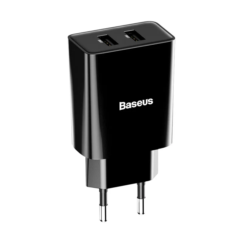 Baseus Dual USB зарядное устройство для iPhone 11 Pro Max X 8 6 быстрое зарядное устройство для samsung S9 Xiaomi Mi 8 huawei mate 30 зарядное устройство для мобильного телефона - Тип штекера: Black