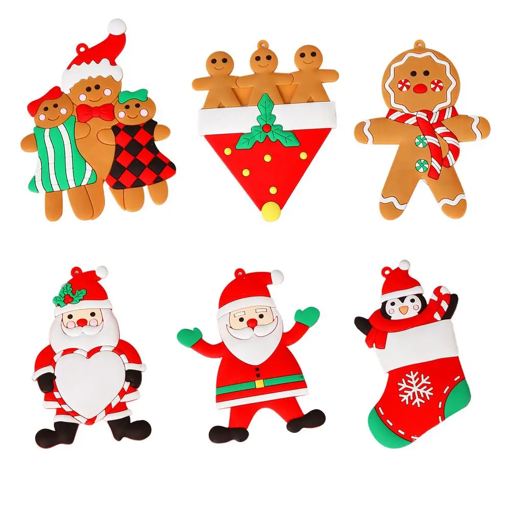 

6pcs/set Christmas Decors Soft PVC Gingerbread Man Ornaments For Trees 12*8.5cm
