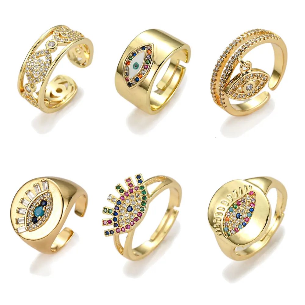 Новинка 2021 креативные металлические Золотые открытые кольца от сглаза женские
