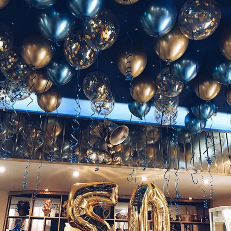 10 шт./лот разноцветные шары хромированные металлические латексные и конфетти