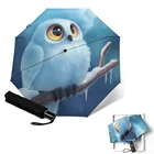 Зонтик мужской, водонепроницаемый, с принтом совы, автоматический, ветрозащитный