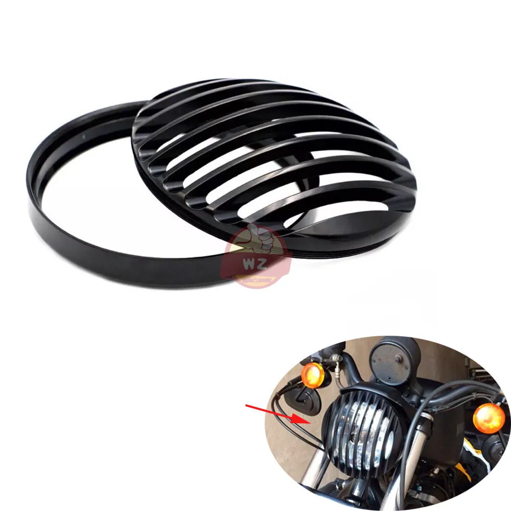 

Motorcycle Accessories 5 3/4" Black Aluminum Grill Cover for Harley Davidson 5.75" Headlight Cover Sportser XL 883 1200