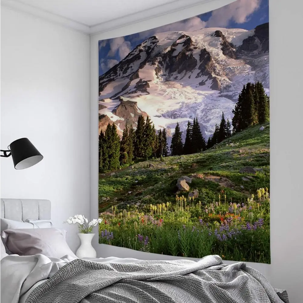 

Tapestry Rapids Mountains Jungle Castle Rapids Natural Scenery Stylish Elegant Wall Hanging Bedroom Living Room Decoration