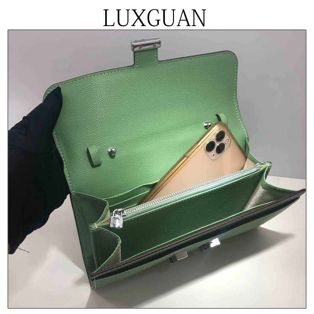 

Классический дизайнерский Длинный кошелек с застежкой буквы и замок для женщин с ремешком на плечо роскошный кожаный женский клатч из плет...