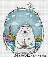 tt counted cross stitch kit blue lighthouse handmade needlework for embroidery 14ct cross stitch captain polar bear