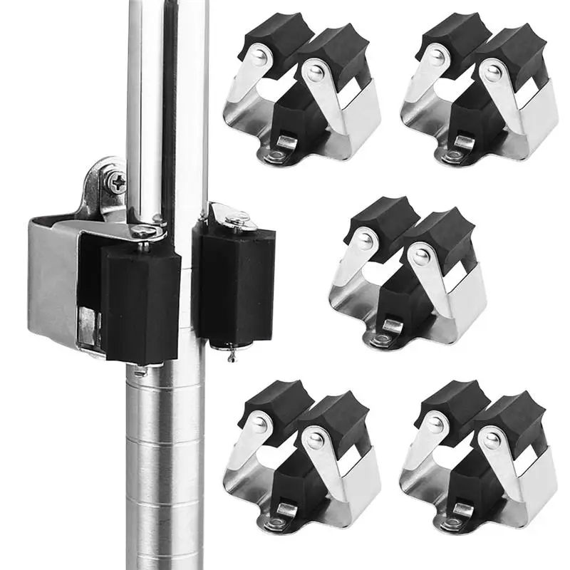 

5Pcs Wall Mounted Mop Holder Broom Hanger Mop And Broom Holder Broom Organizer Grip Clip Wall Mounted Garden Storage Rack Hanger