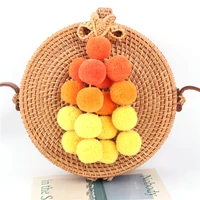 six colors gradient pompom tassel keychain handmade boho ornaments for women handbag pendants jewelry gift