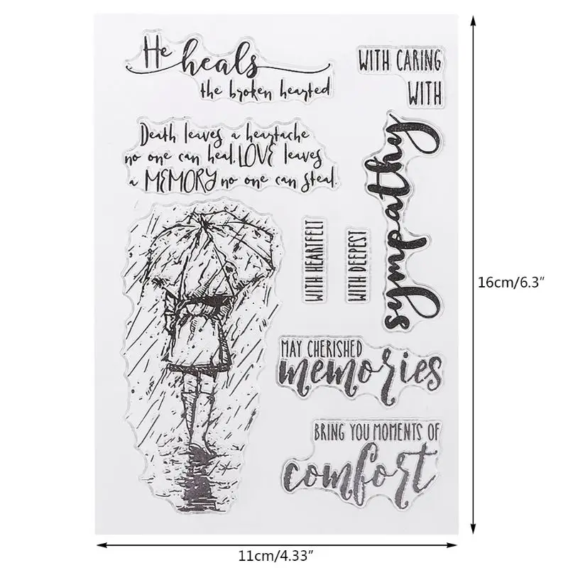 ПВХ штамп печать дождливый день девушка причудливый шрифт шаблон Сделай Сам