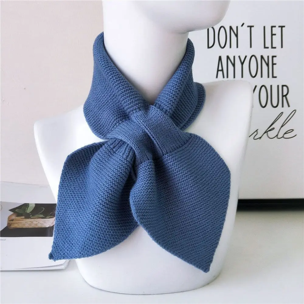 

Girls Soft Fishtail Warm Cross Small Bow Sharp Corner Wool Collar Knitted Scarf Shawls Neck Scarves