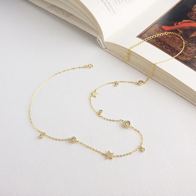 Настоящее 925 пробы серебряное циркониевое ожерелье-чокер с подвеской в виде