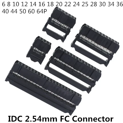 Разъем IDC 2 54 мм Шаг 6 8 10 12 14 16 18 20 24 26 30 34 40 44 50 60 64 Pin Женский 1 27 ленточный Кабельный