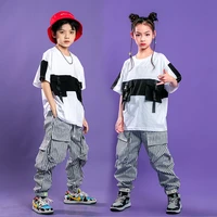 1140 stage outfit hip hop clothes kids girls boys jazz street dance costume black white sweatshirt pink pants hiphop clothing