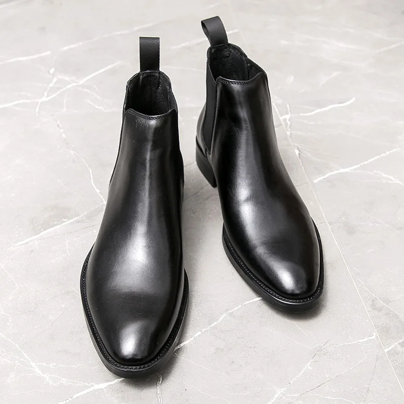 Bottines Chelsea à bout pointu pour hommes, chaussures Vintage de styliste britannique à fermeture éclair, nouvelle mode printemps-automne