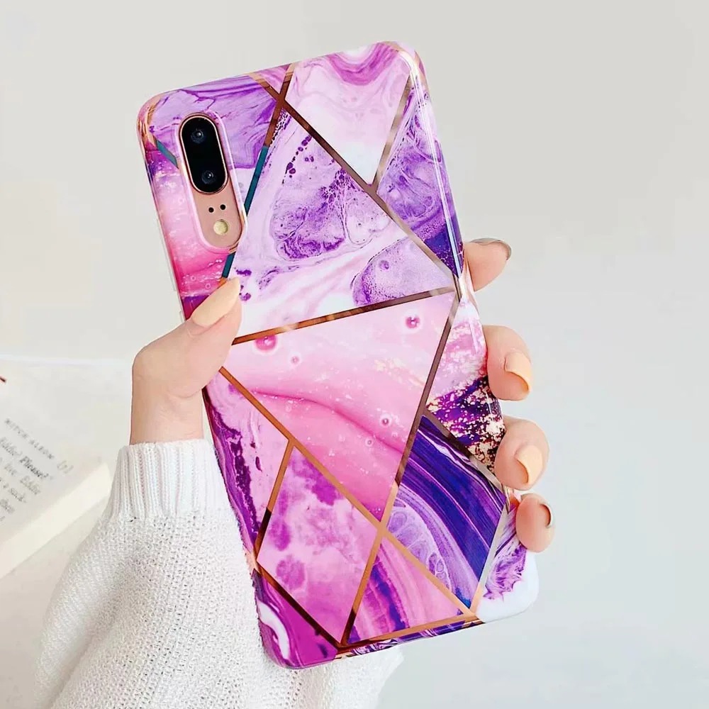 Роскошный чехол для телефона с геометрическим Покрытием s для samsung Galaxy A40 A50 A70, чехол для samsung Galaxy A40, мраморный силиконовый чехол на заднюю панель