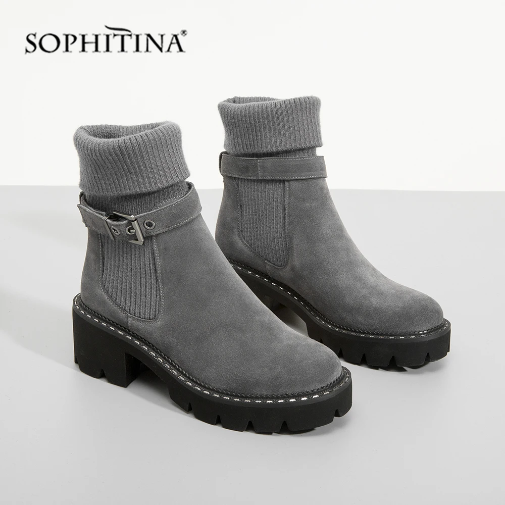 SOPHITINA/стильные женские ботинки Повседневные слипоны ручной работы с круглым