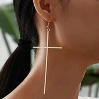 1pair fashion bohemian punk earrings jewelry cross shape gold silver color earrings best gift for women girl e048