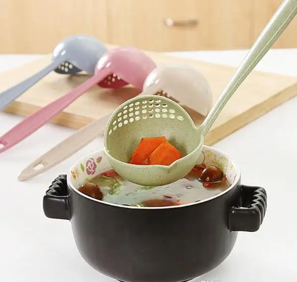 2 в 1 творческий пшеничной соломы суповая ложка ложки с длинной ручкой прекрасный