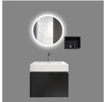 

Modern simple marble intelligent bathroom cabinet combination light luxury bathroom solid wood washstand basin
