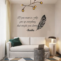 lnspirational quote wall decal feather buddha if you want to fly give up everything vinyl sticker home decor bedroom mural