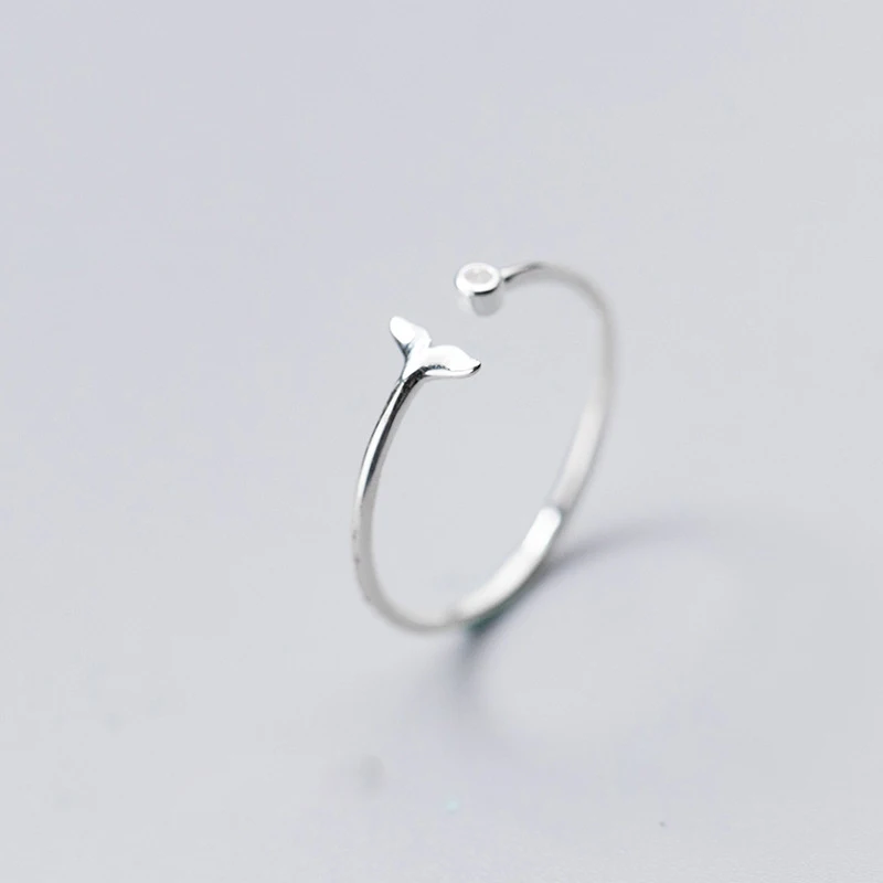 Женское Открытое кольцо с хвостом русалки из серебра 100% пробы|Кольца| |