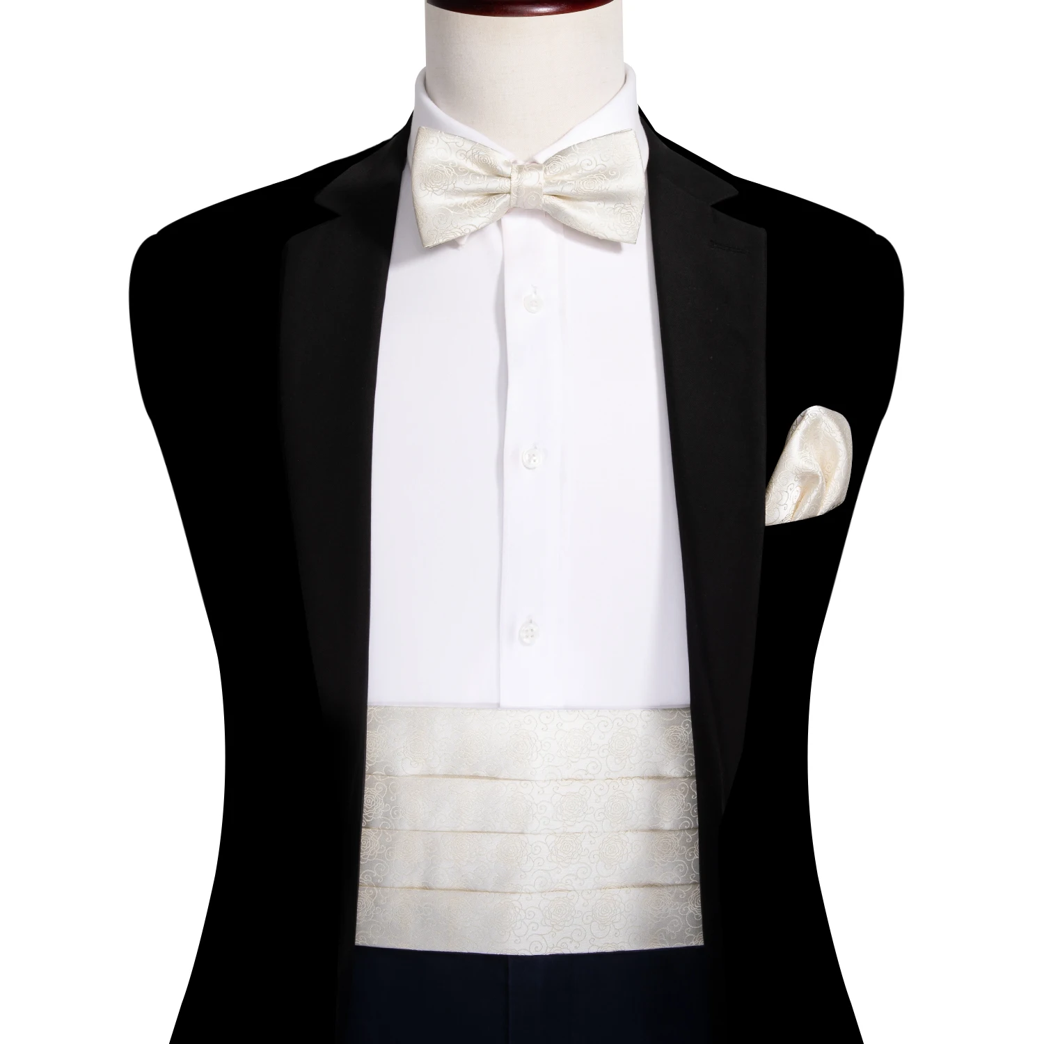 Мужской кремовый белый галстук-бабочка с пейсли-рисунком Шелковый цветочный