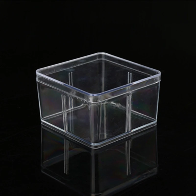 Высокая Прозрачная квадратная пластмассовая коробка с крышкой компоненты