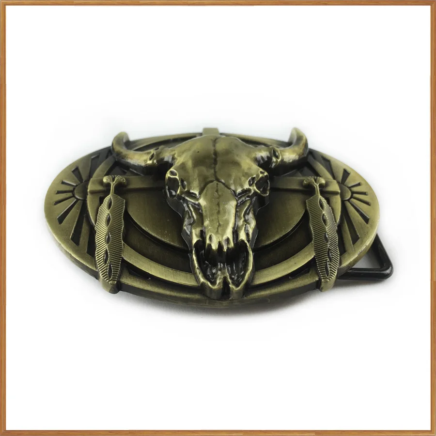 Мужская Ретро пряжка BuckleClub в виде Головы Быка западном стиле Ранняя латунная