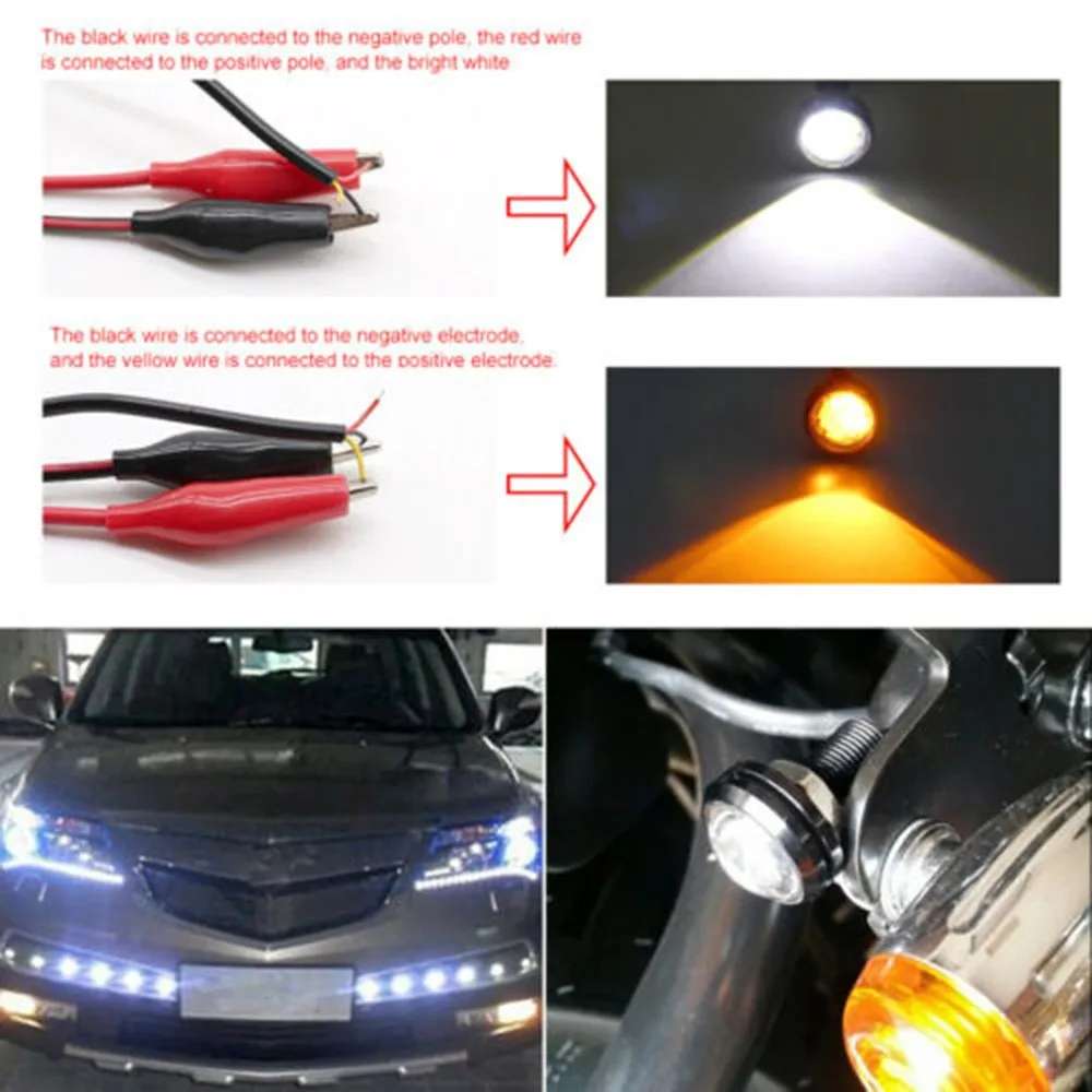 

Tail Lamp LED Eagle Eye Light White/Yellow 10pcs 12 SMD 23MM Car DC12V