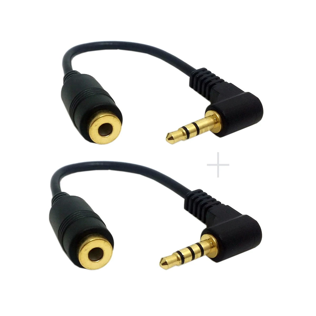 

Jimier 1Set 3.5mm Male to Female Extension Cable 3/4 Poles Audio Stereo 90 Degree Right Angled