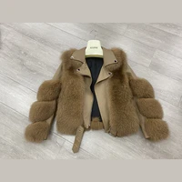 2020 winter hot sale 100 genuine fox fur leathe jackets sheepskin coat fashion women thick fox fur locomotive jacket